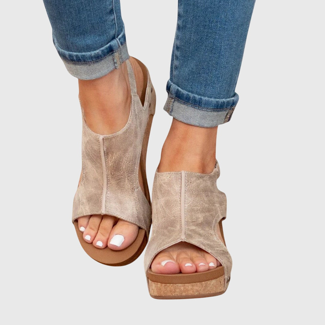 Women's Orthopaedic Studded Open Toe Slingback Wedge Sandals