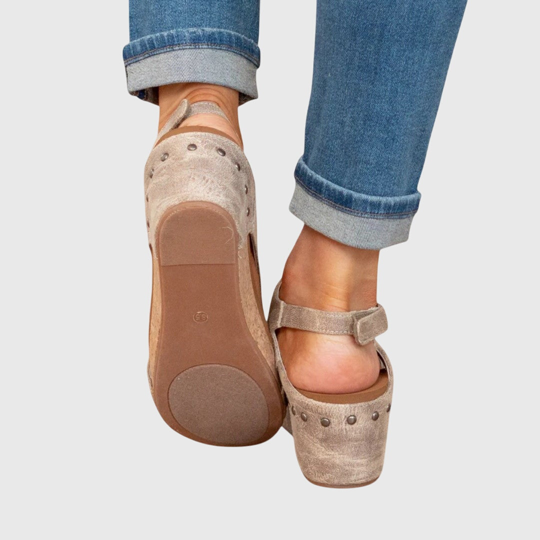 Women's Orthopaedic Studded Open Toe Slingback Wedge Sandals