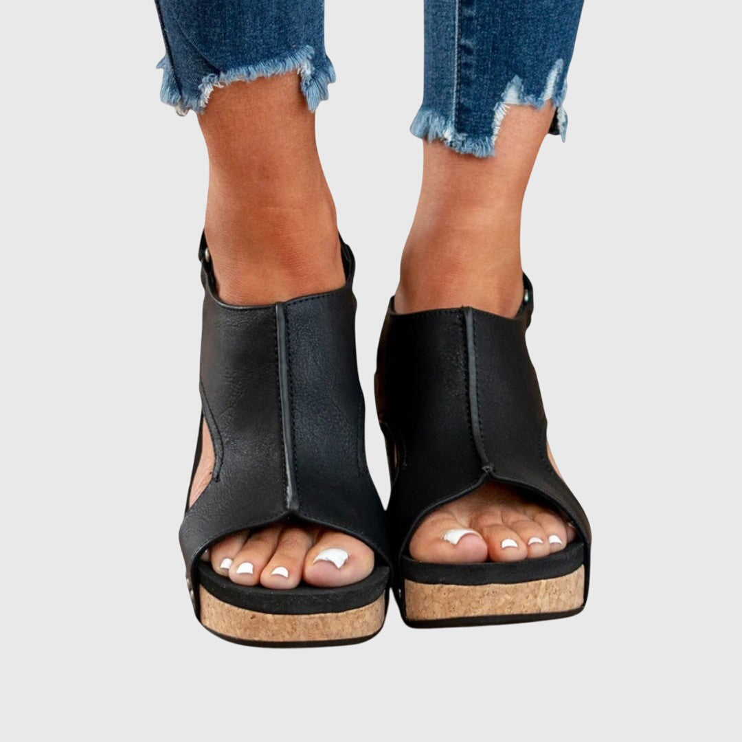 Women's Orthopaedic Studded Open Toe Slingback Wedge Sandals