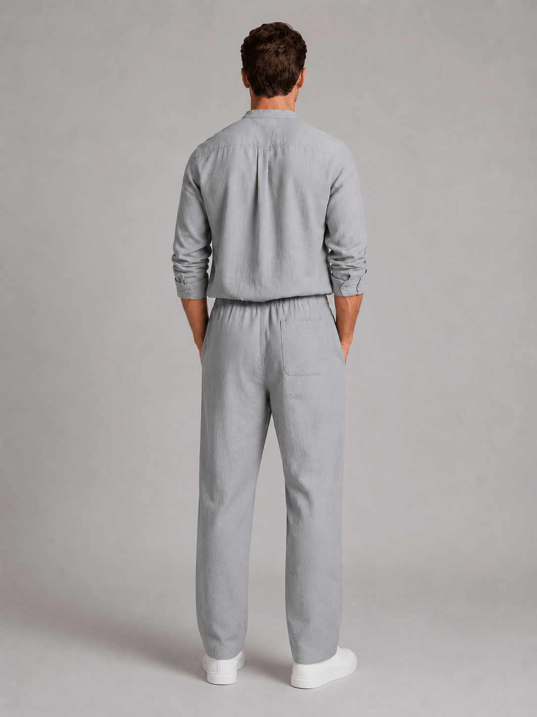 Men's Long Sleeve Grandad Collar Shirt and Trouser Co-ord Set
