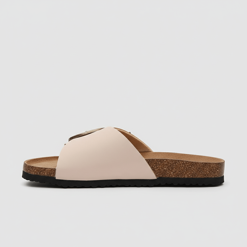 Kiana Wide Strap Buckle Sandals Slip On Flat Sandals