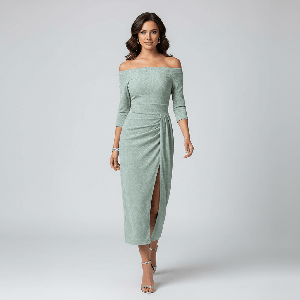Kitty Elegant Off-Shoulder Wedding Guest Dress