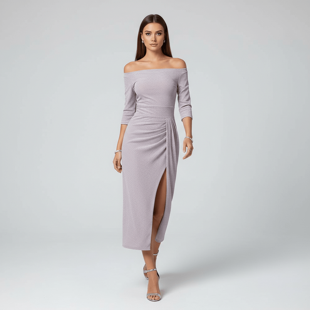 Kitty Elegant Off-Shoulder Wedding Guest Dress