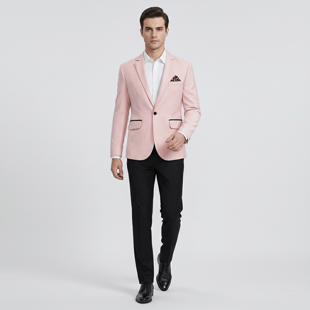 Kurt Single Button Blazer with Notch Lapel and Flap Pockets