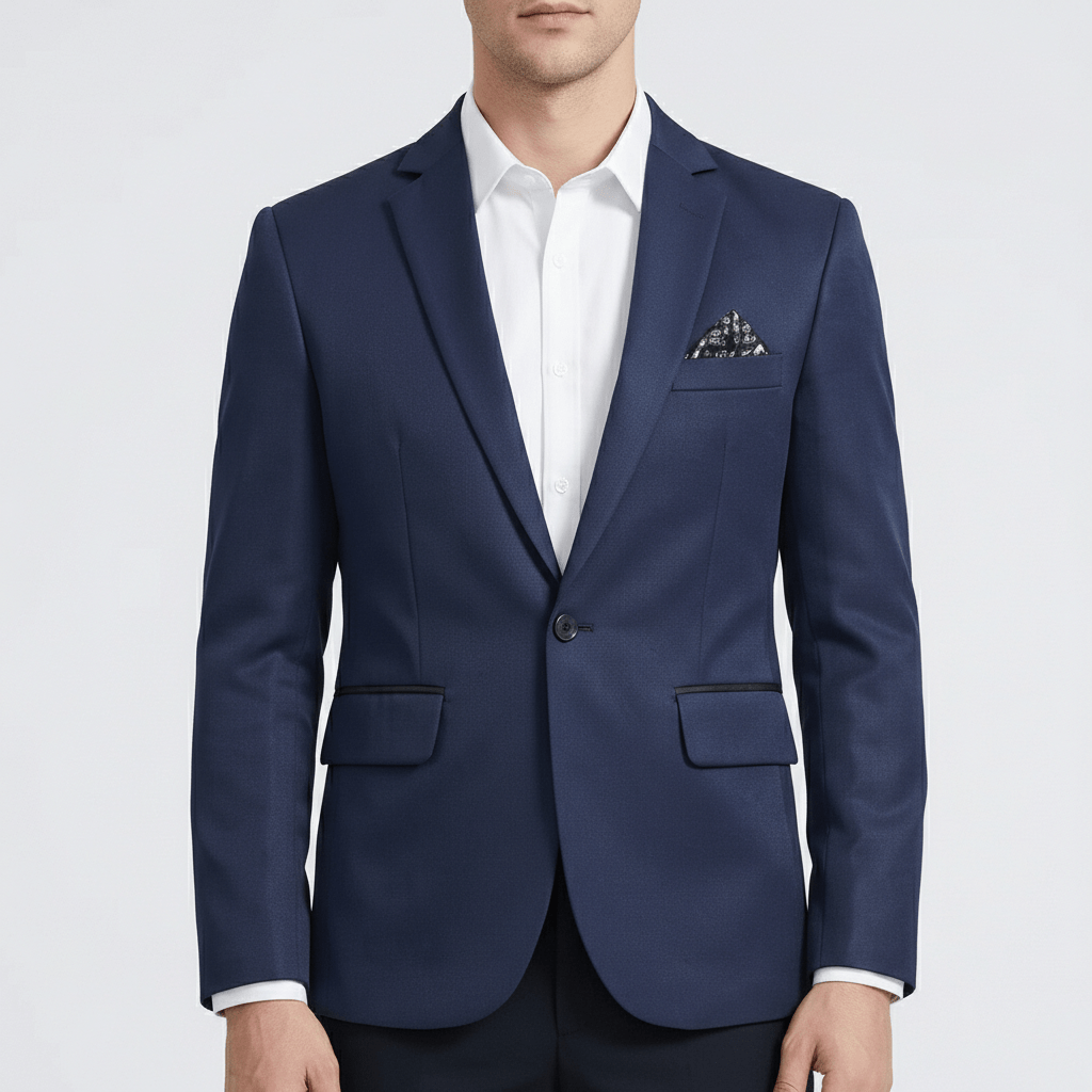 Kurt Single Button Blazer with Notch Lapel and Flap Pockets