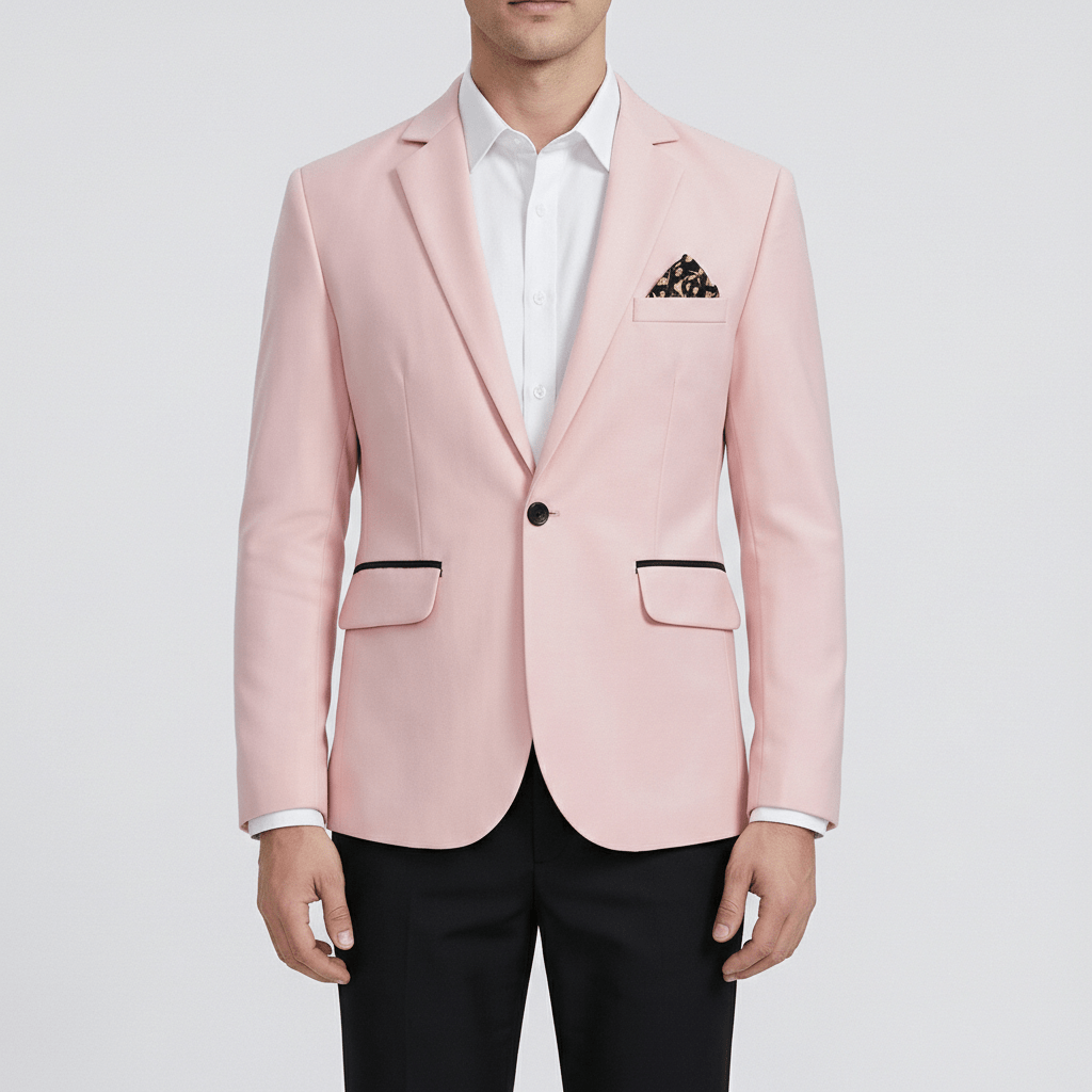 Kurt Single Button Blazer with Notch Lapel and Flap Pockets