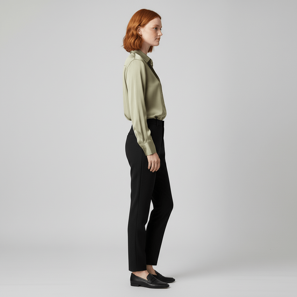 Liesel Button-Up Long Sleeve Blouse with Shirt Collar