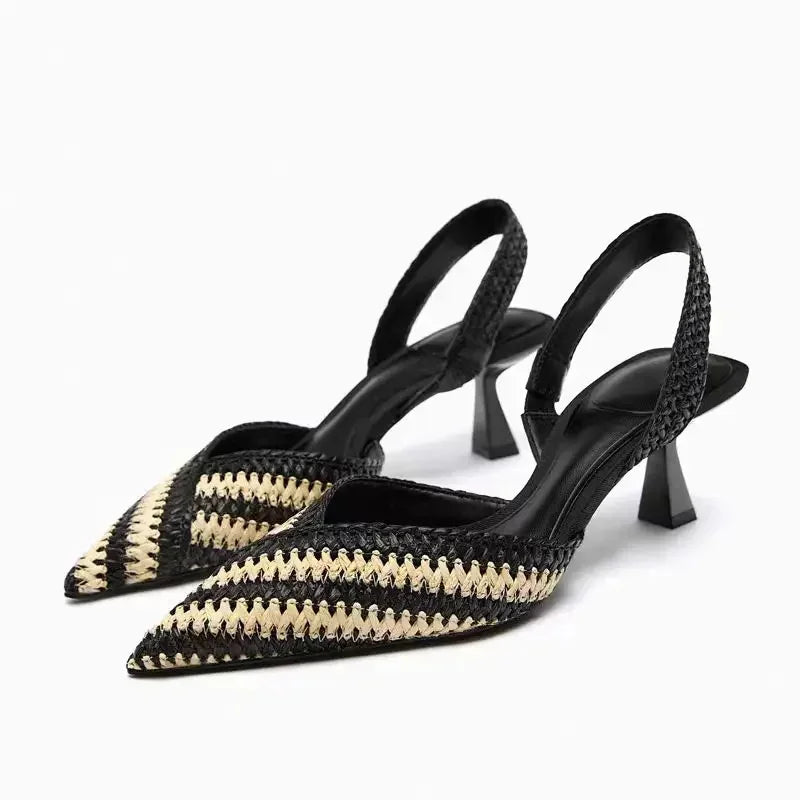 Mireia | Gewoven Chic kantoor Slingback Hakken-Hakken-Calora-36-Calora