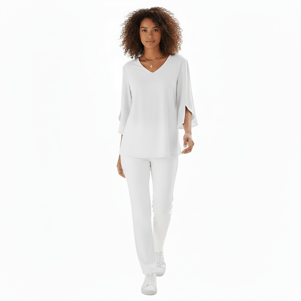 Mabel V-Neck Three-Quarter Sleeve Blouse