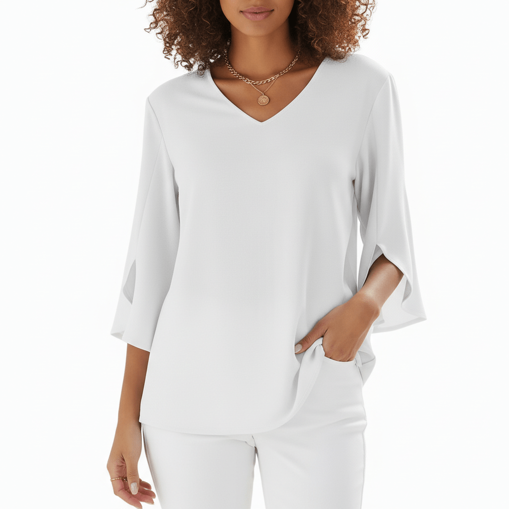Mabel V-Neck Three-Quarter Sleeve Blouse