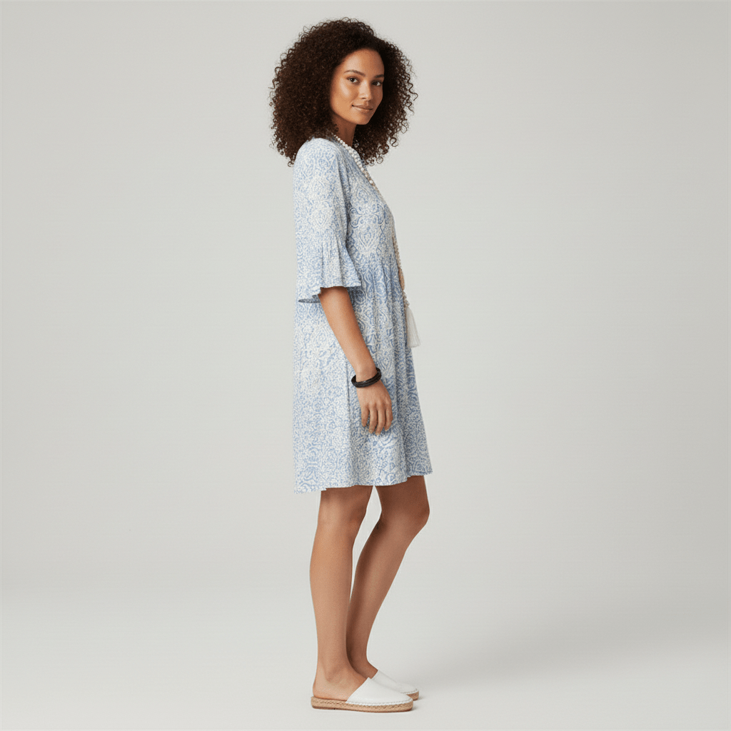 Mae Boho Style Printed Midi Dress