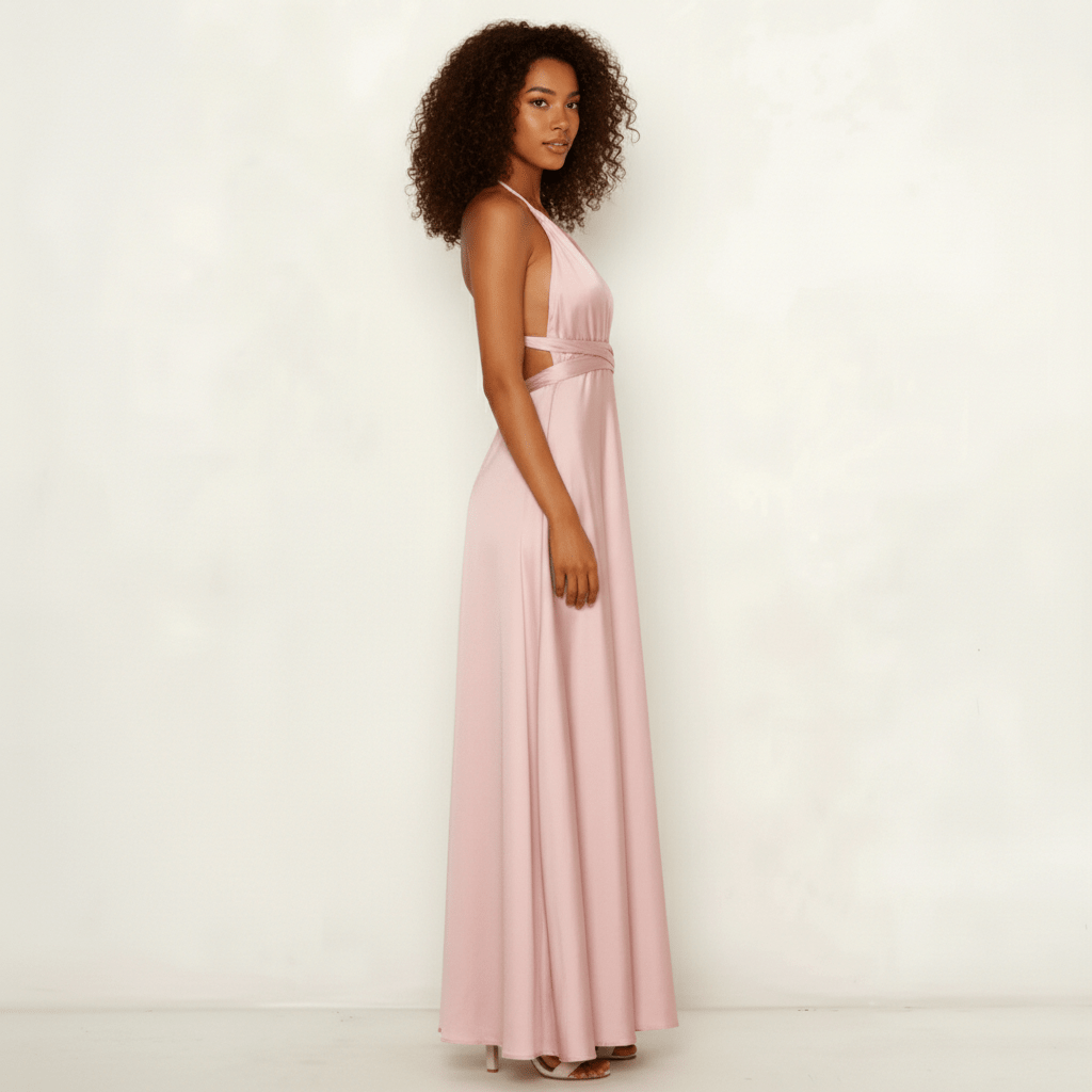 May Satin Plunge Maxi Wedding Guest Dress