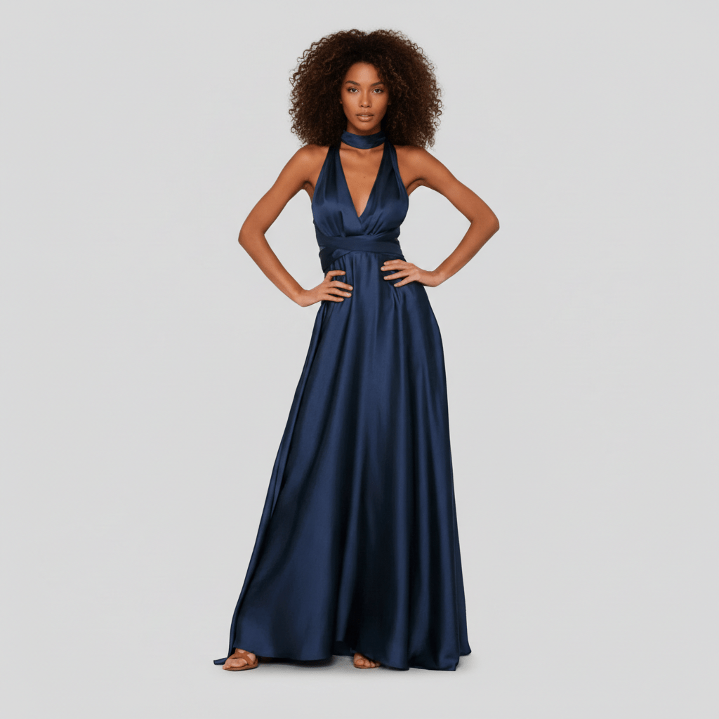 May Satin Plunge Maxi Wedding Guest Dress