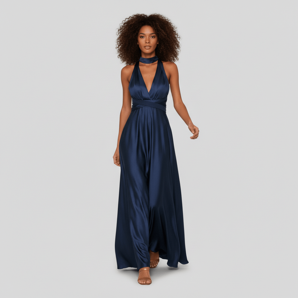 May Satin Plunge Maxi Wedding Guest Dress