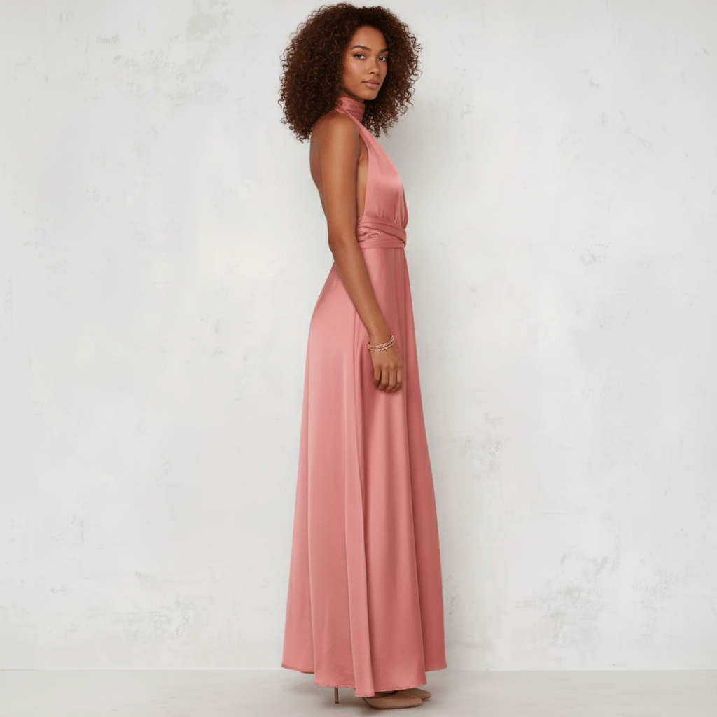 May Satin Plunge Maxi Wedding Guest Dress