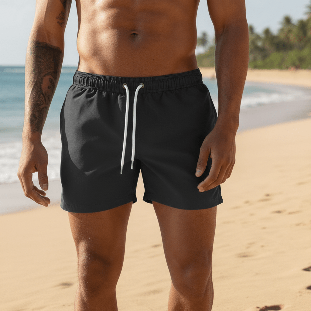 Melvin Drawstring Swim Shorts with Elastic Waist and Side Pockets