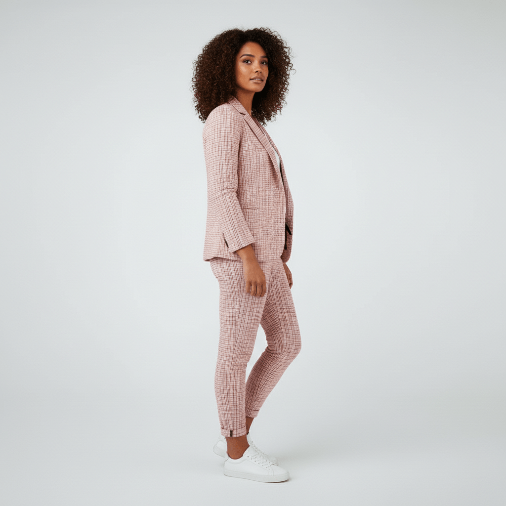 Moya Two Piece Set Plaid Blazer and Slim Fit Pants