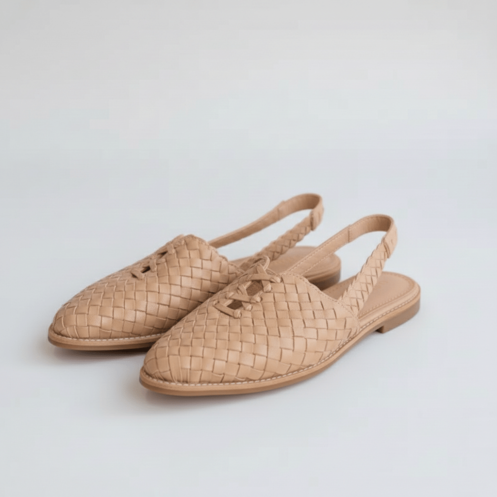 Nadine Closed Toe Sandals with Woven Upper and Slingback Strap