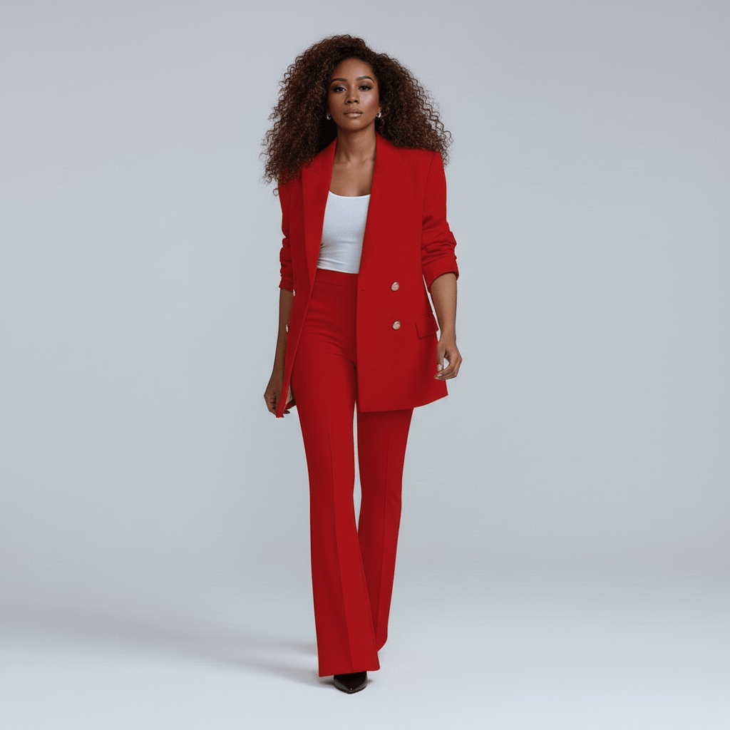 Nellie Two Piece Set Double-Breasted Blazer and Flared Pants