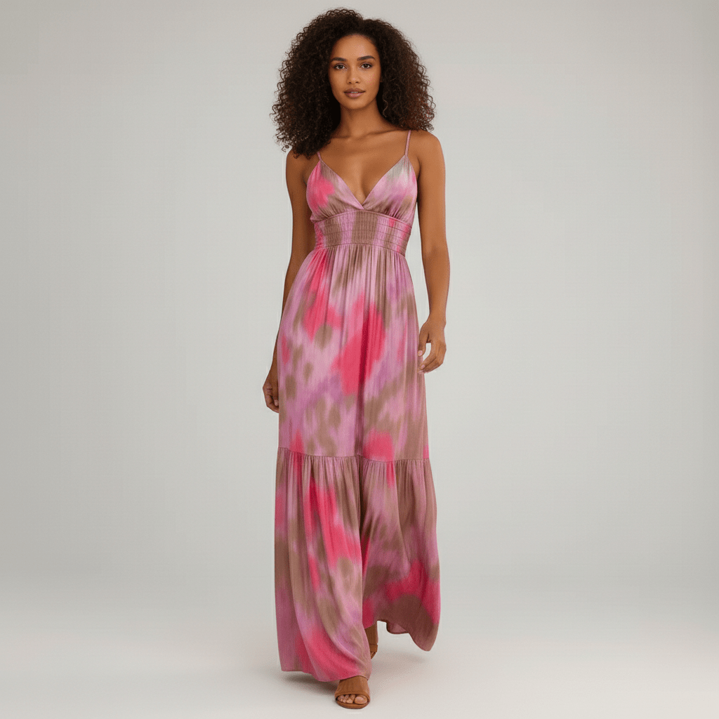 Nica Spaghetti Strap Maxi Summer Dress with Smocked Waist