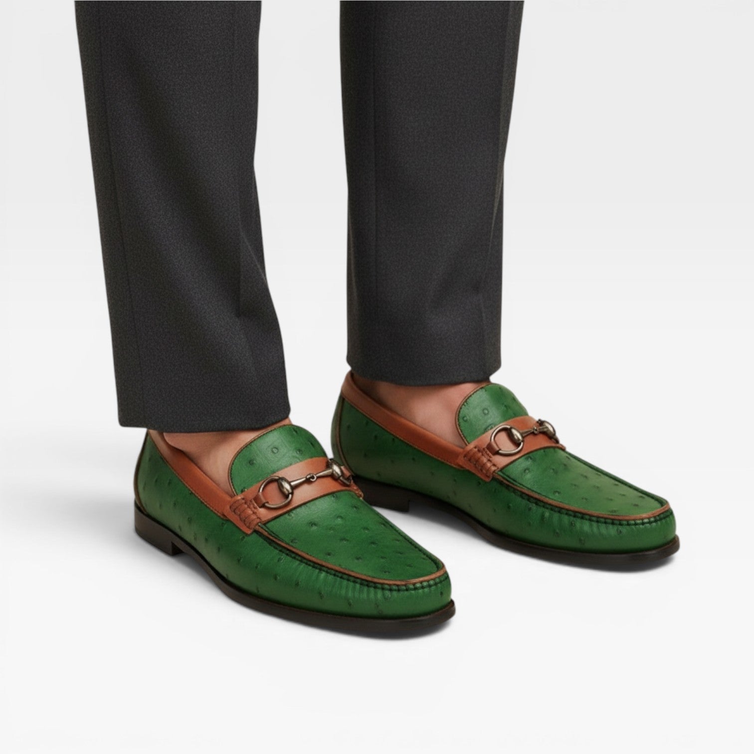 Men's Textured Genuine Leather Smart Slip On Horsebit Loafers