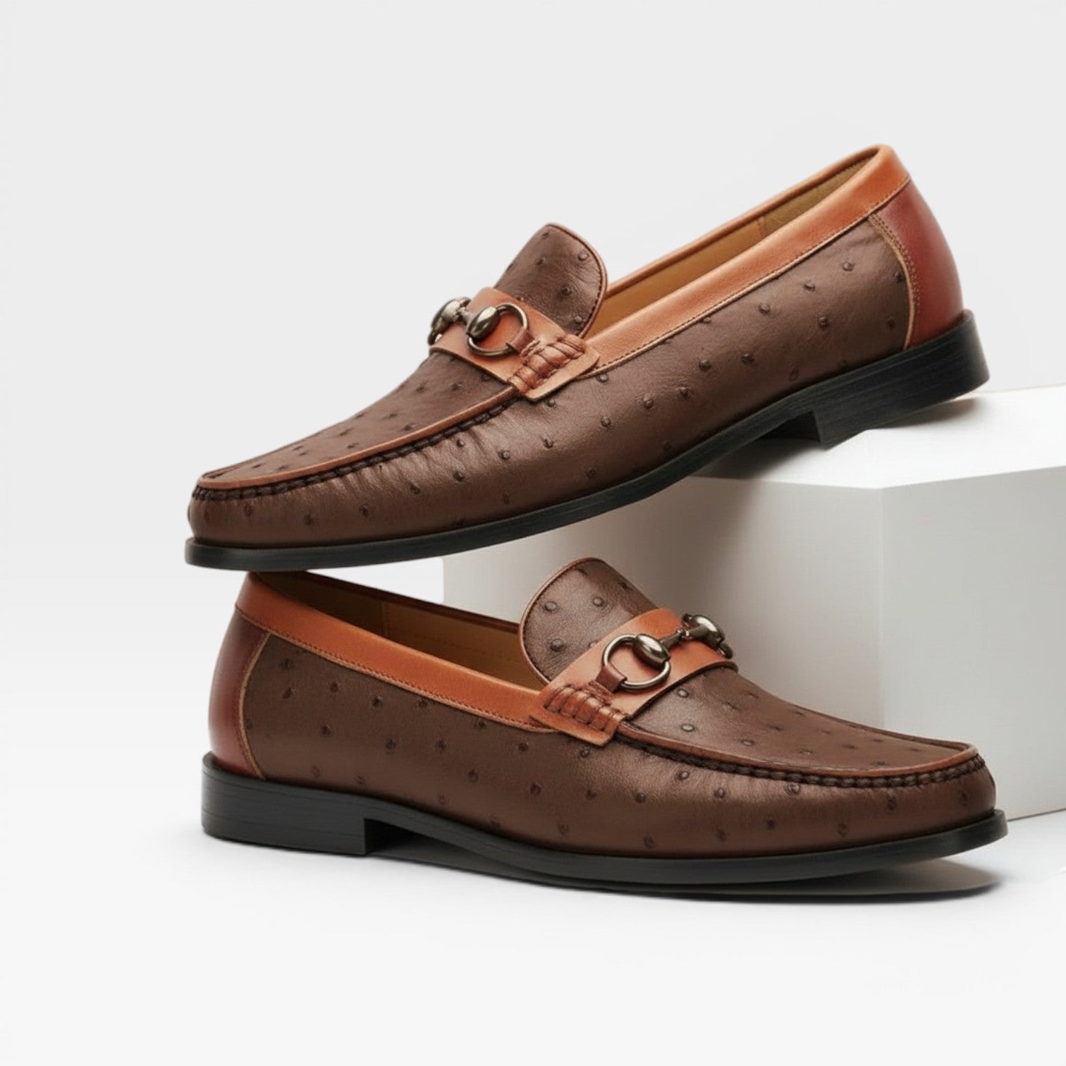 Men's Textured Genuine Leather Smart Slip On Horsebit Loafers