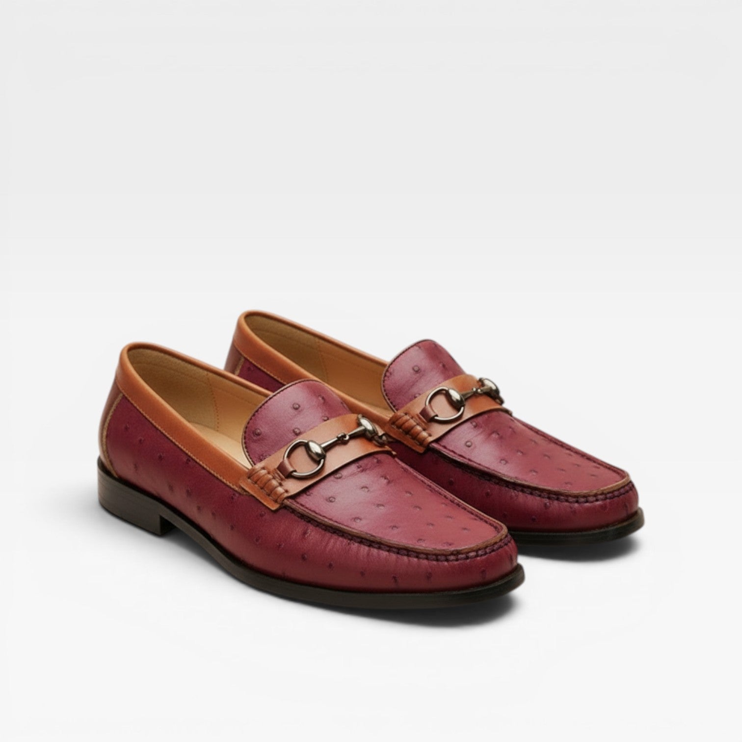 Men's Textured Genuine Leather Smart Slip On Horsebit Loafers