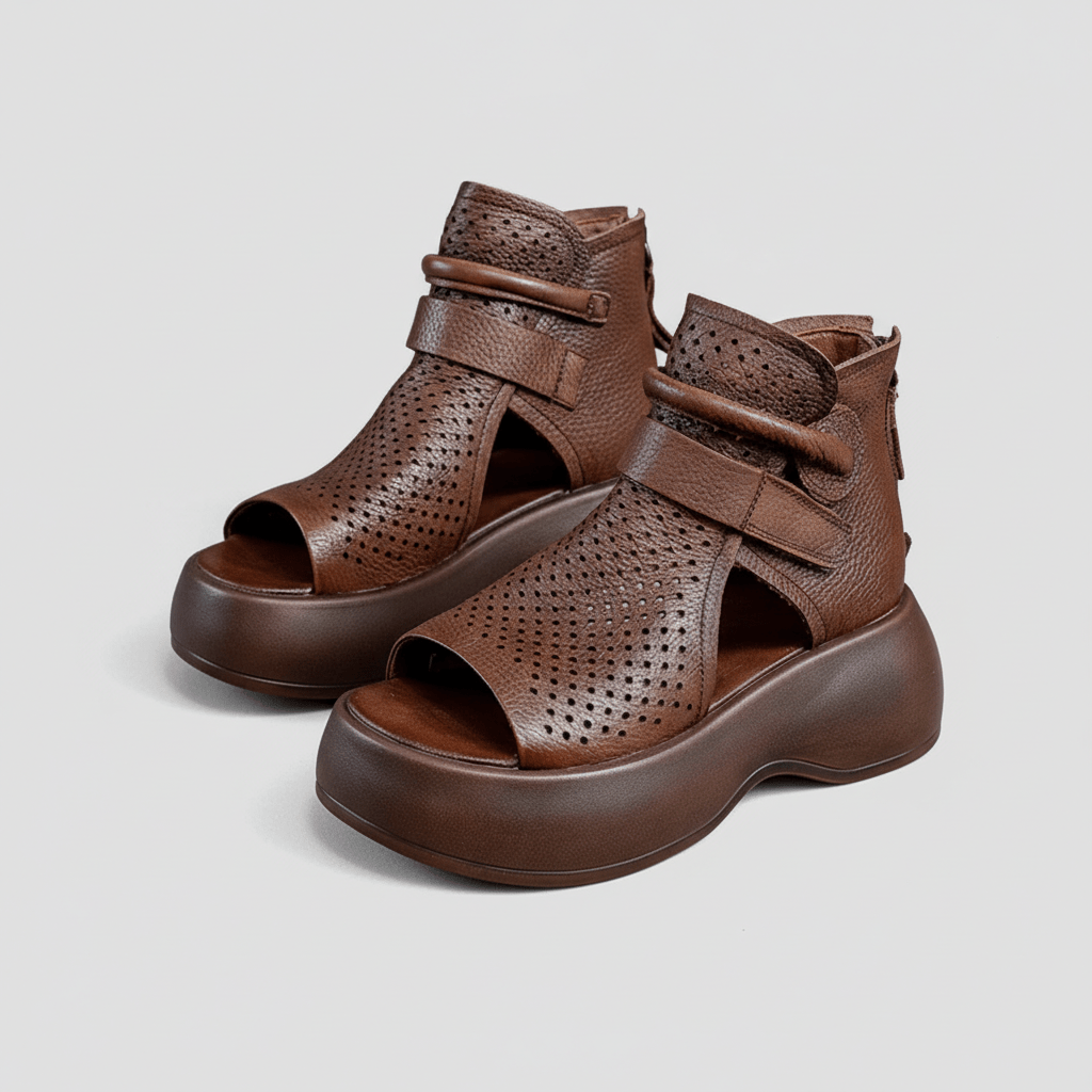 Novalie Peep Toe Platform Sandals Hook and Loop Sandals