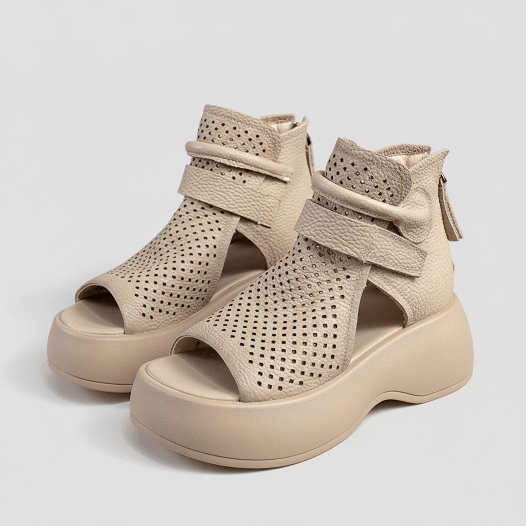 Novalie Peep Toe Platform Sandals Hook and Loop Sandals