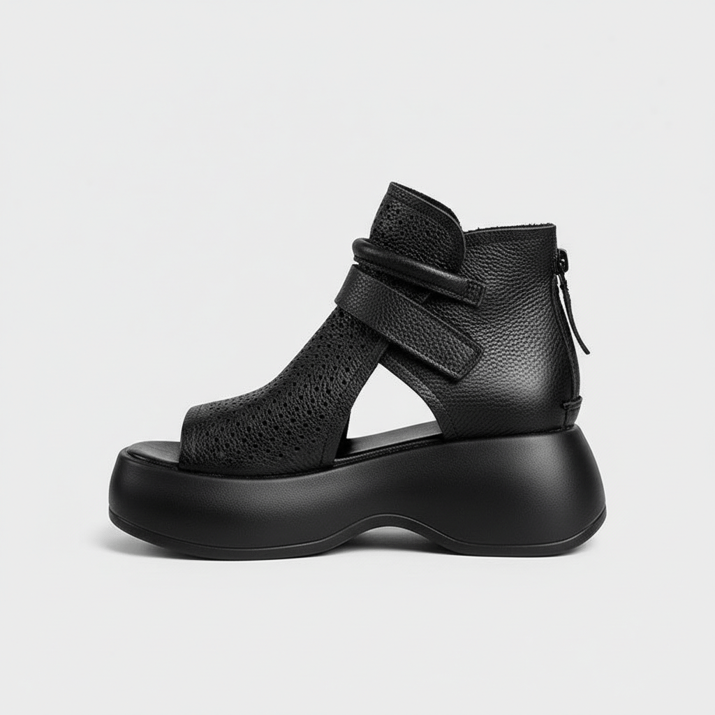 Novalie Peep Toe Platform Sandals Hook and Loop Sandals