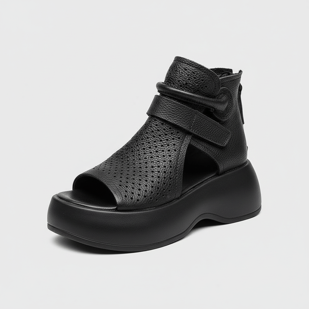 Novalie Peep Toe Platform Sandals Hook and Loop Sandals