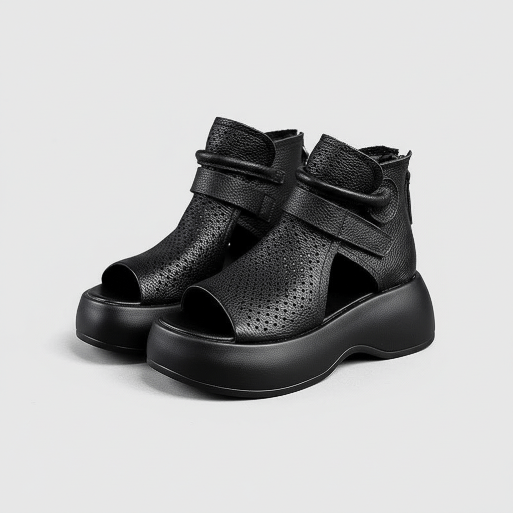 Novalie Peep Toe Platform Sandals Hook and Loop Sandals