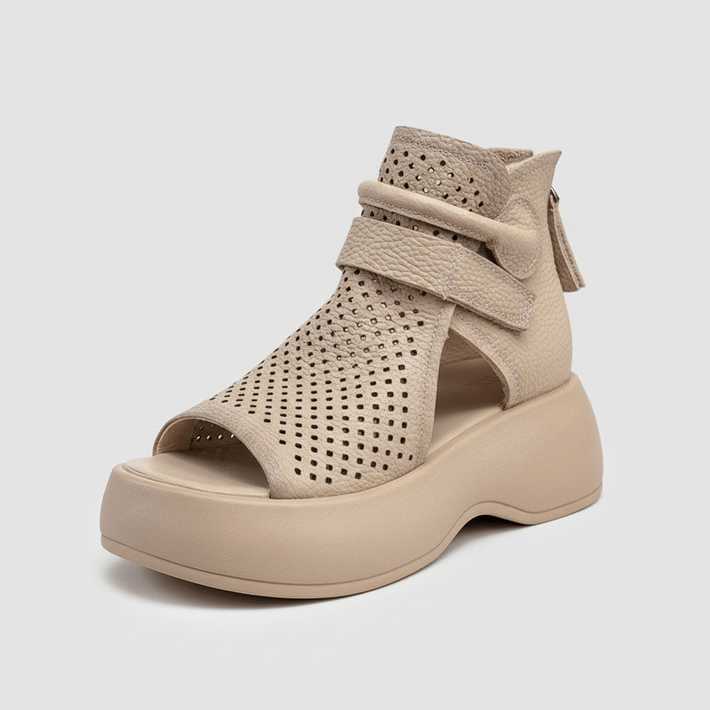 Novalie Peep Toe Platform Sandals Hook and Loop Sandals