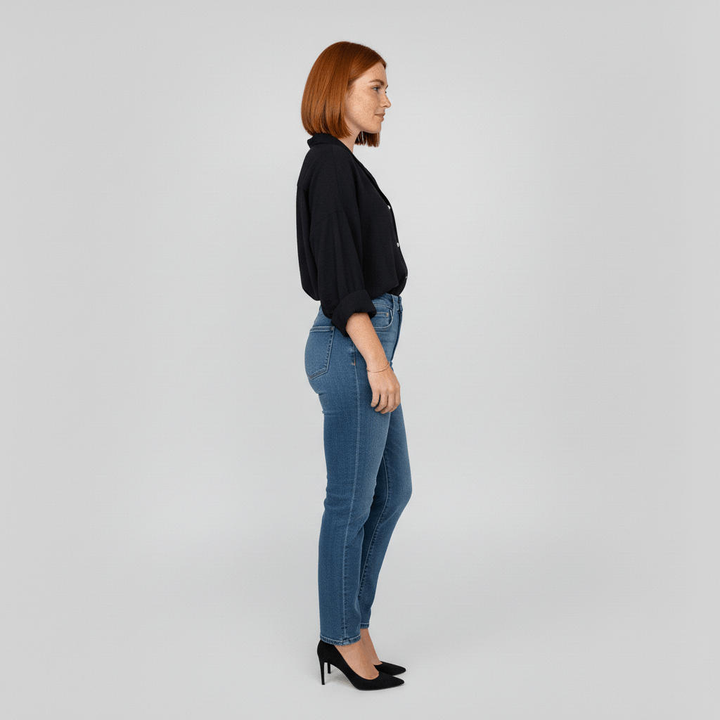 Olive Button-Up Long Sleeve Blouse with V-Neckline
