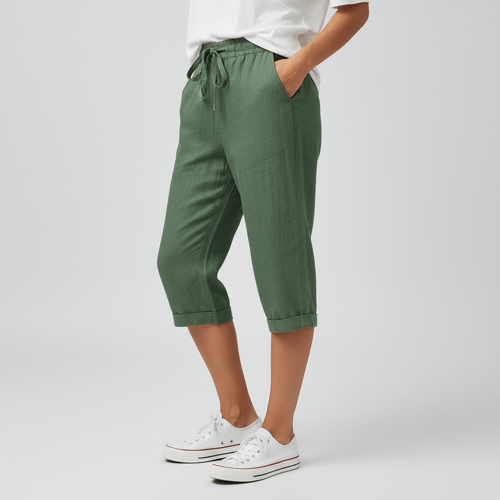 Olympia Drawstring Waist Shorts Rolled Hem Relaxed Fit