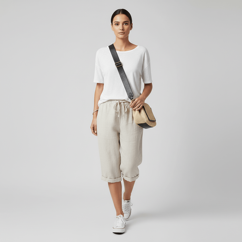 Olympia Drawstring Waist Shorts Rolled Hem Relaxed Fit