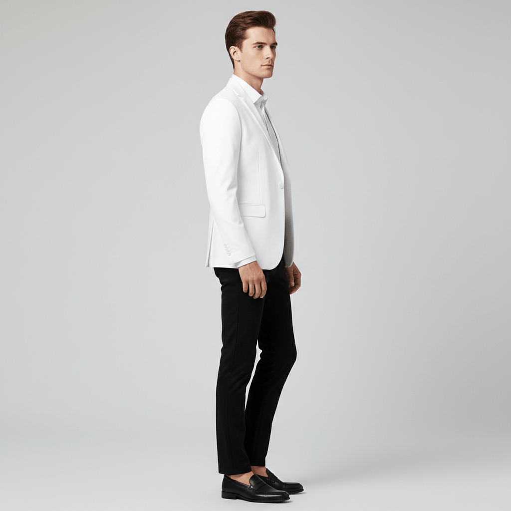 Oscar Single Button Tailored Blazer with Notch Lapel and Flap Pockets