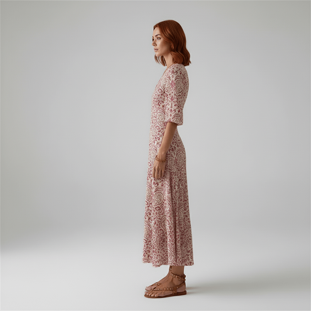 Prudence V-Neck Floral Maxi Dress for Women with Short Sleeves
