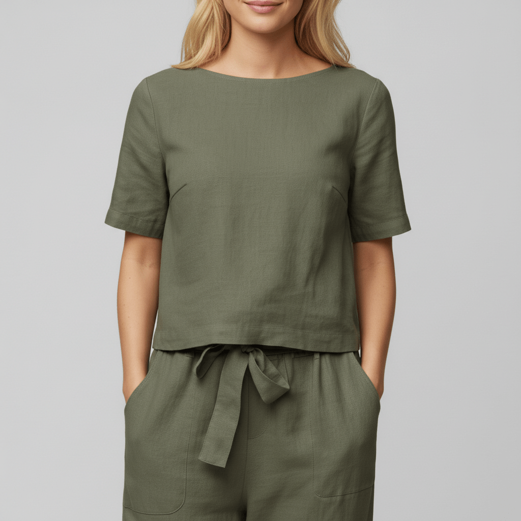 Roxana Two Piece Set Short Sleeve Top and Drawstring Pants