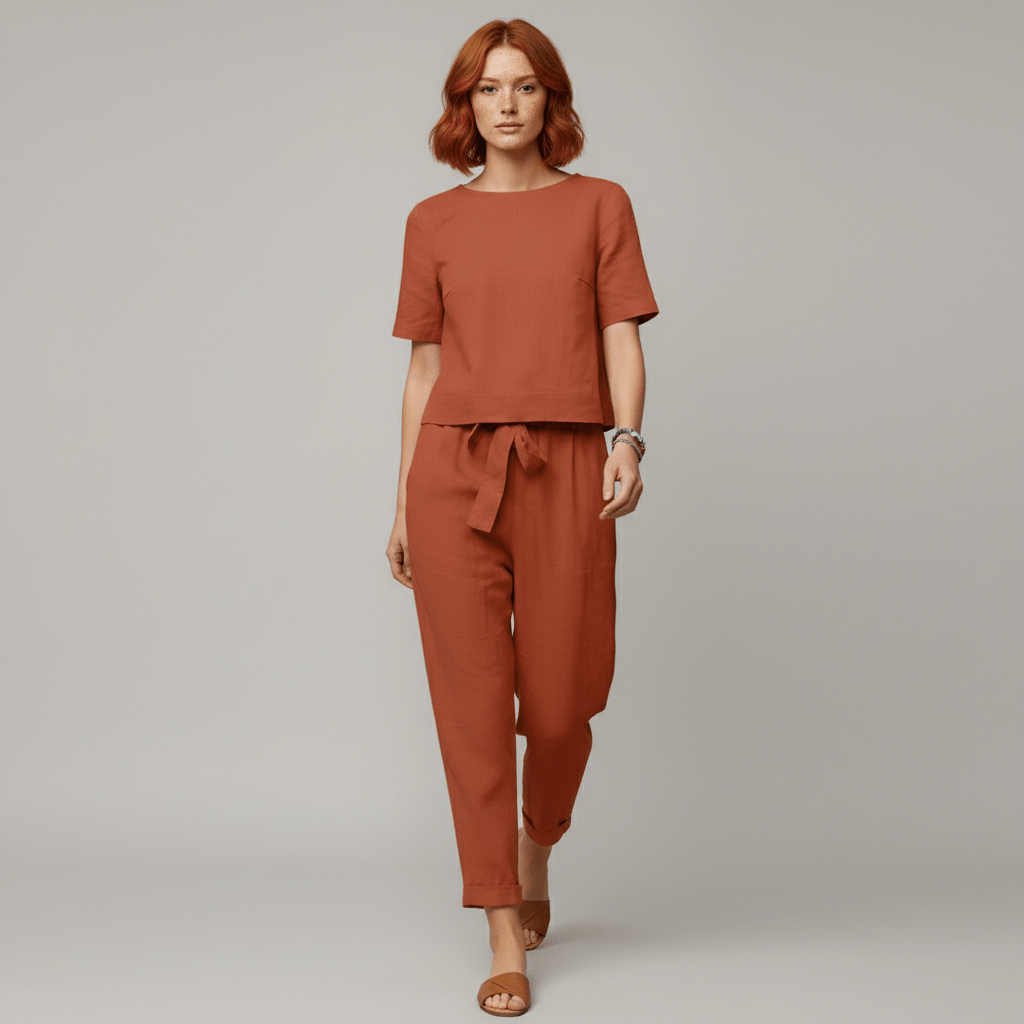 Roxana Two Piece Set Short Sleeve Top and Drawstring Pants