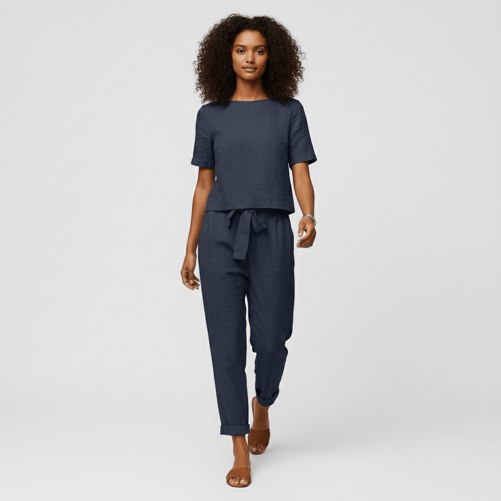 Roxana Two Piece Set Short Sleeve Top and Drawstring Pants