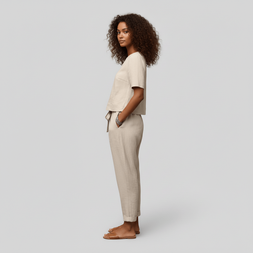 Roxana Two Piece Set Short Sleeve Top and Drawstring Pants