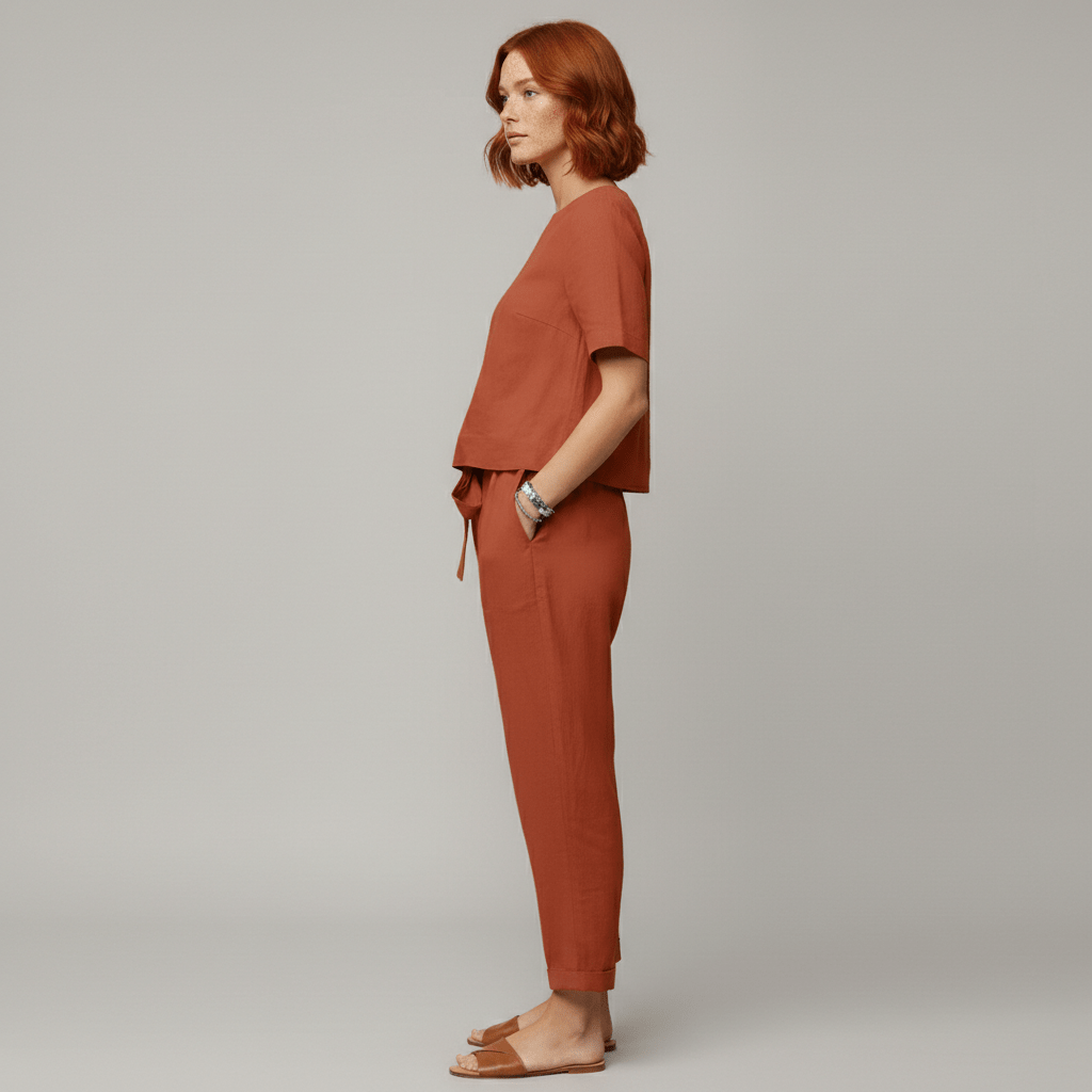 Roxana Two Piece Set Short Sleeve Top and Drawstring Pants