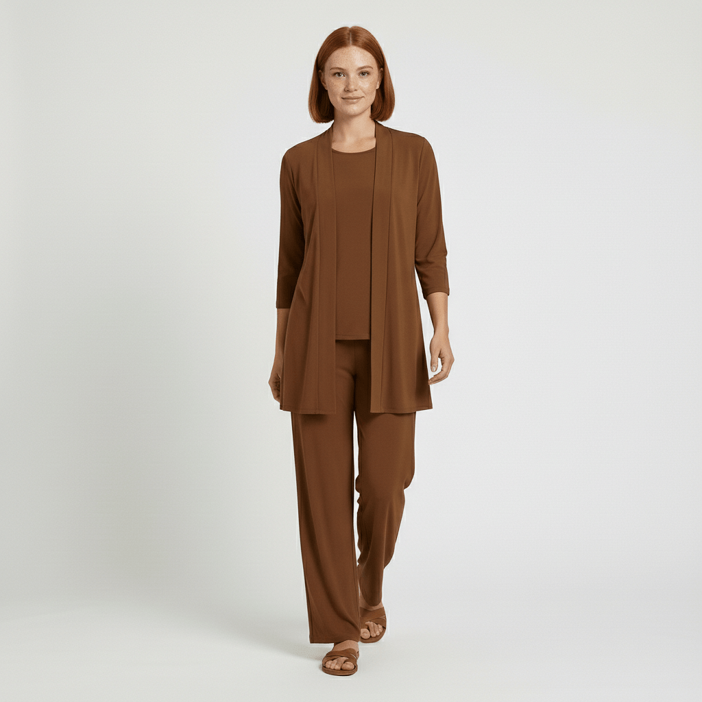 Ruth Two Piece Set Open Front Cardigan and Wide-Leg