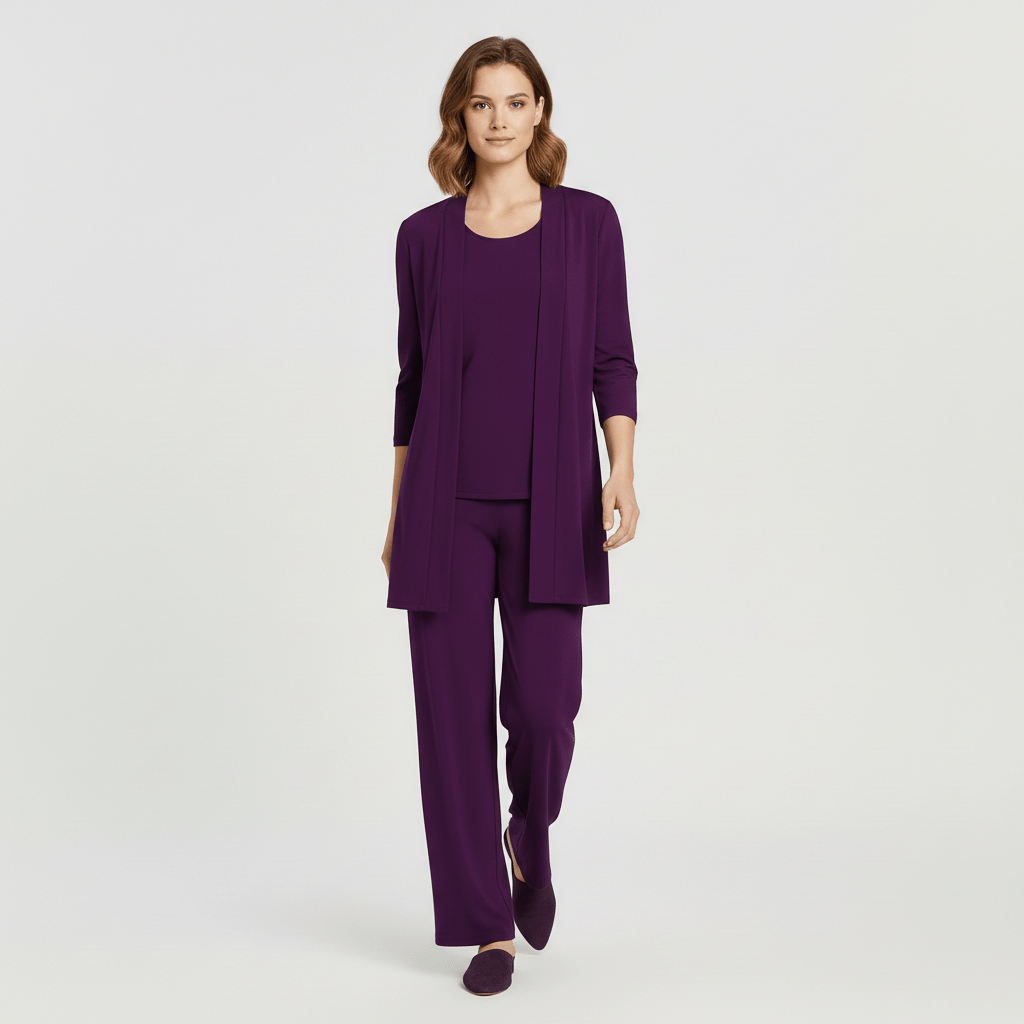 Ruth Two Piece Set Open Front Cardigan and Wide-Leg