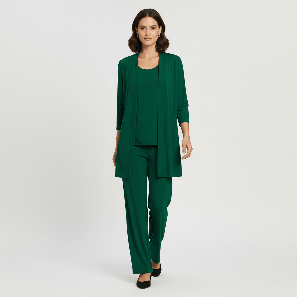 Ruth Two Piece Set Open Front Cardigan and Wide-Leg