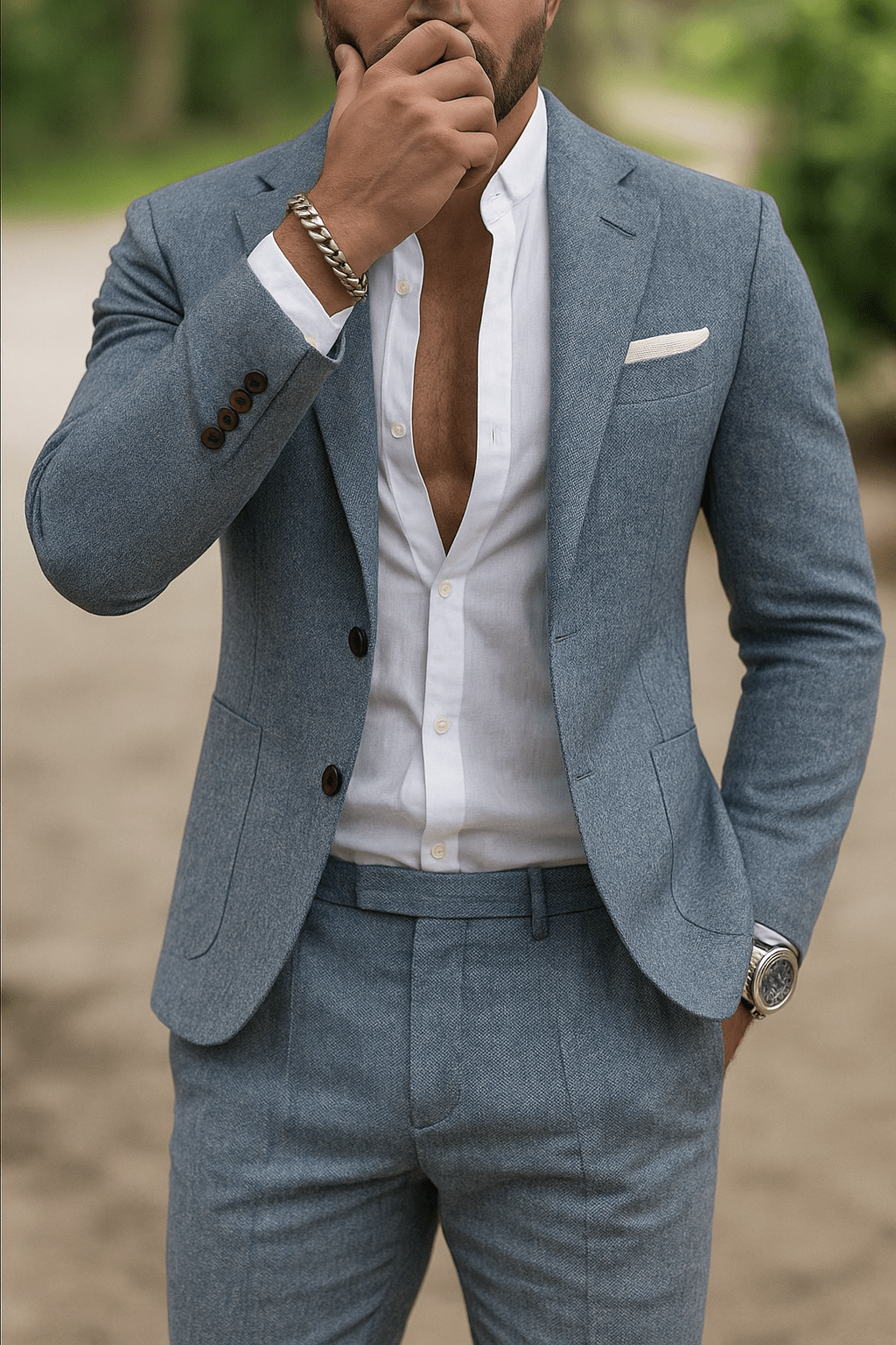 Men's Slim Fit Tailored Two-Piece Suit - Smart Summer Wedding