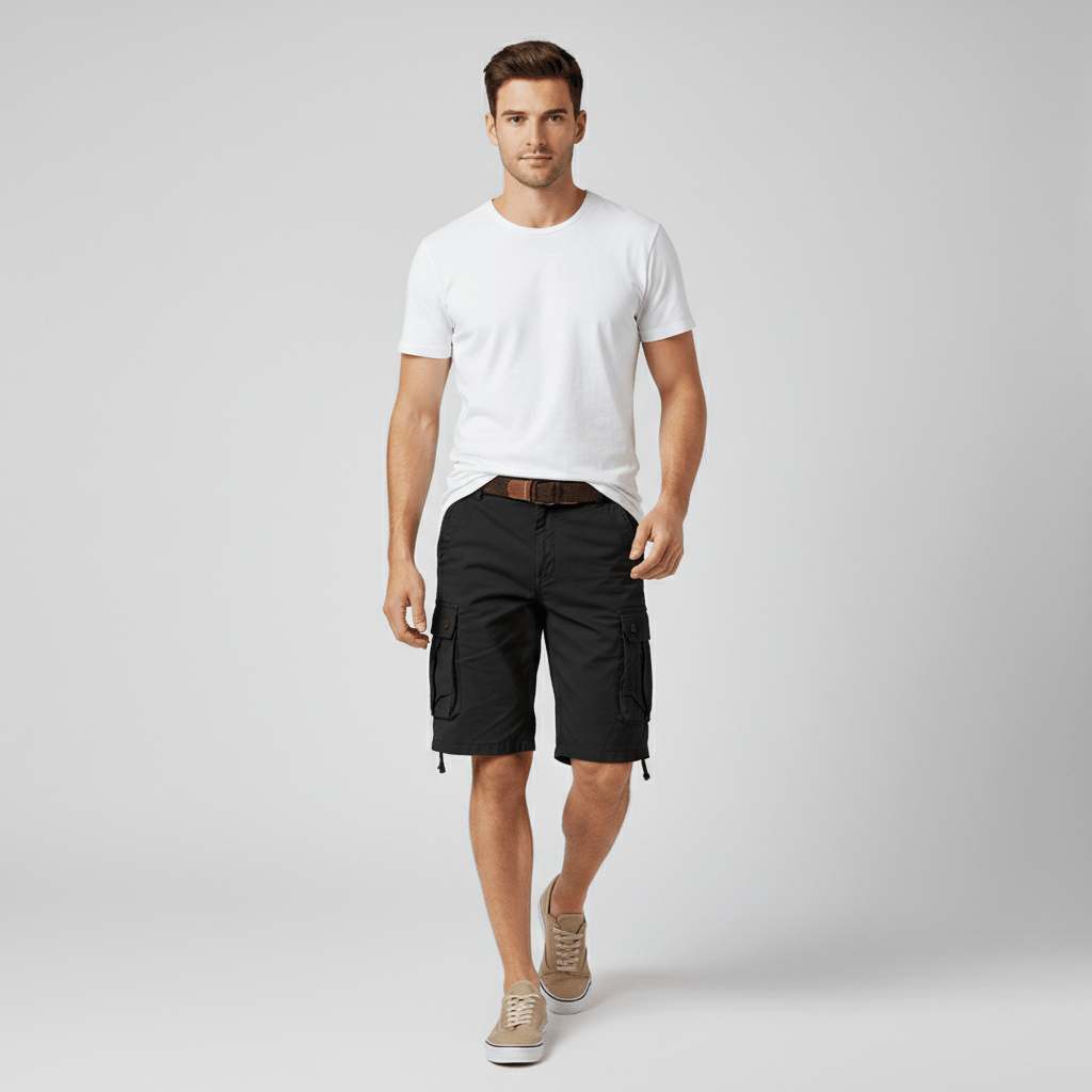 Shawn Cargo Shorts with Side Slip Pockets and Belt Loops