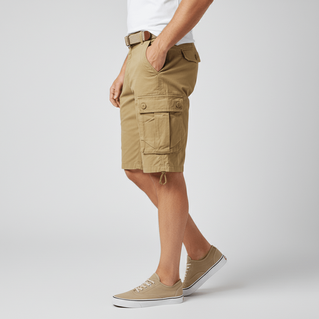 Shawn Cargo Shorts with Side Slip Pockets and Belt Loops