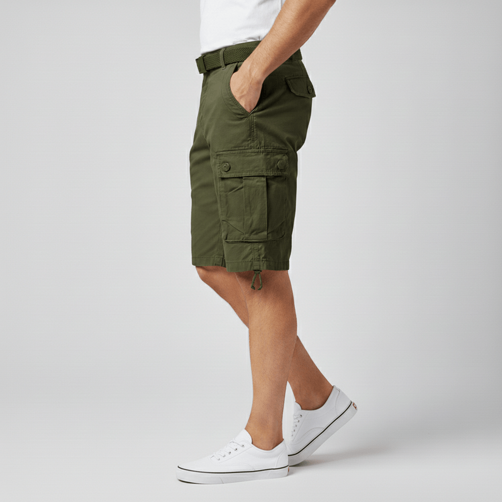Shawn Cargo Shorts with Side Slip Pockets and Belt Loops